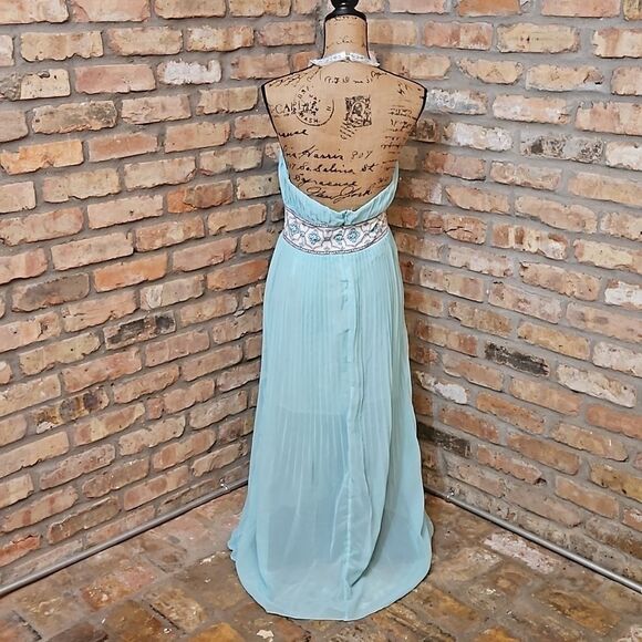 Boutique Style Aqua Halter Maxi dress size XL - Picture 6 of 12